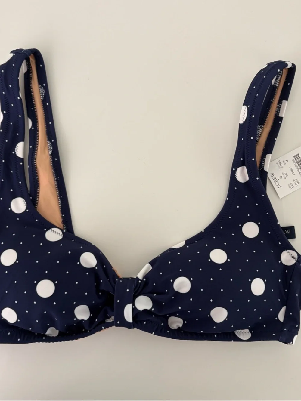 NWT J. Crew Printed Sweetheart Bikini Top Antique Navy White